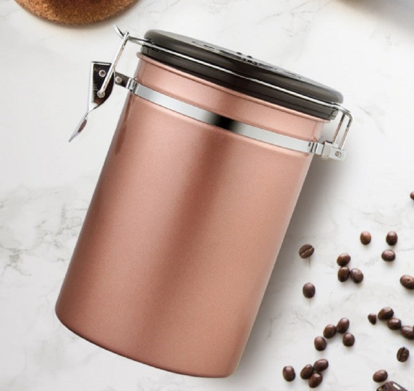 1.2L Storage Container with Spoon Champagne Gold V498-COFFEECONTAINERCGS