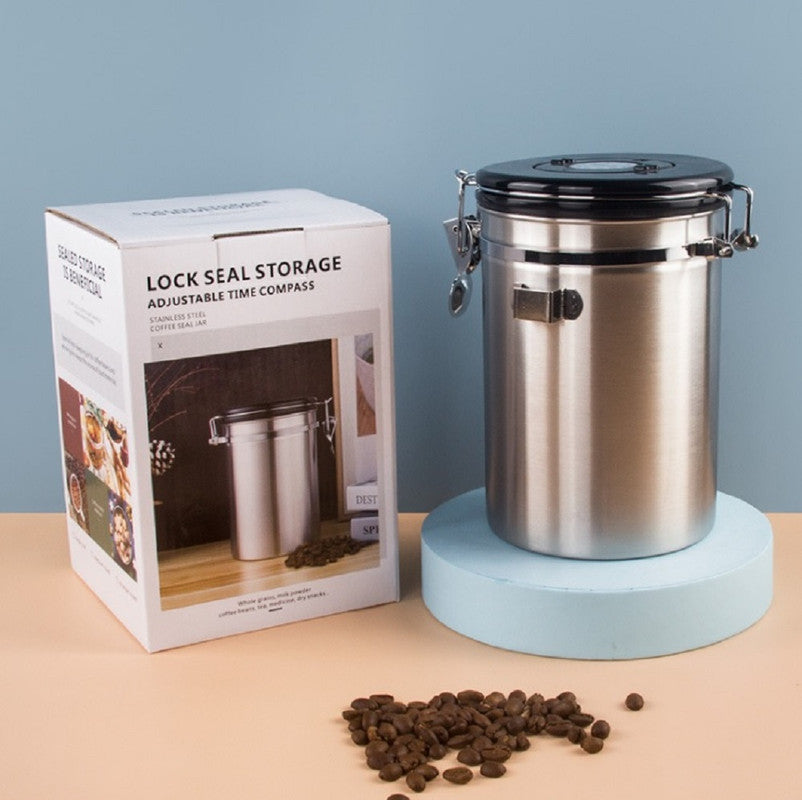 1.5L Storage Container with Spoon Silver V498-COFFEECONTAINERSLM