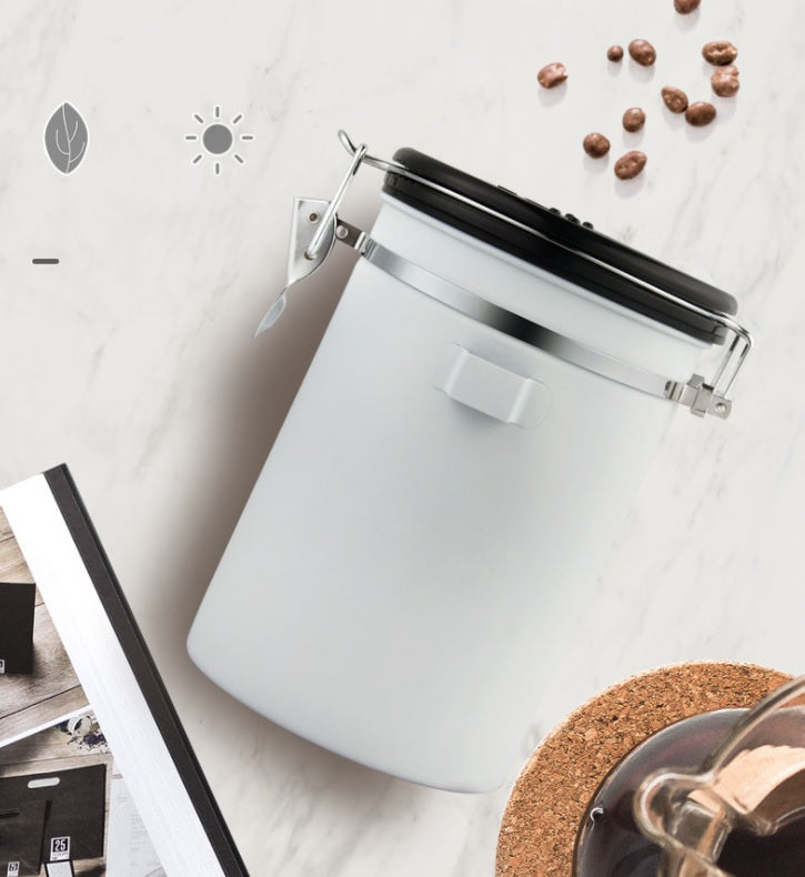 1.2L Storage Container with Spoon white V498-COFFEECONTAINERWH-S