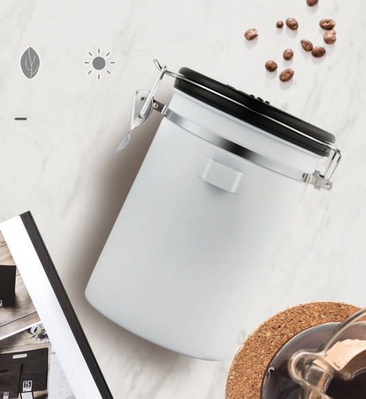 1.2L Storage Container with Spoon white V498-COFFEECONTAINERWH-S