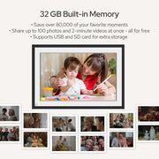 10.1 Inch Digital Picture Frame - 1280 * 800 HD WiFi Enabled with Load from Phone Capability, 32GB Memory V498-DIGITALFRAMEBK