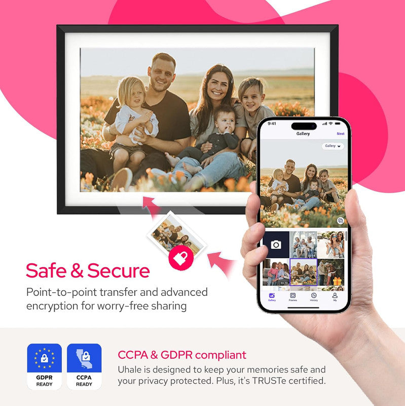 10.1 Inch Digital Picture Frame - 1280 * 800 HD WiFi Enabled with Load from Phone Capability, 32GB Memory V498-DIGITALFRAMEBK