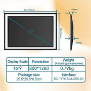 10.1 Inch Digital Picture Frame - 1280 * 800 HD WiFi Enabled with Load from Phone Capability, 32GB Memory V498-DIGITALFRAMEBK