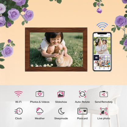 10.1 Inch Digital Picture Frame - 1280 * 800 HD WiFi Enabled with Load from Phone Capability, 32GB Memory V498-DIGITALFRAMEDW