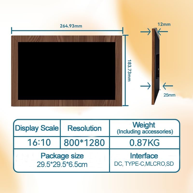 10.1 Inch Digital Picture Frame - 1280 * 800 HD WiFi Enabled with Load from Phone Capability, 32GB Memory V498-DIGITALFRAMEDW