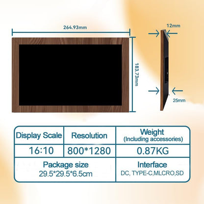 10.1 Inch Digital Picture Frame - 1280 * 800 HD WiFi Enabled with Load from Phone Capability, 32GB Memory V498-DIGITALFRAMEDW