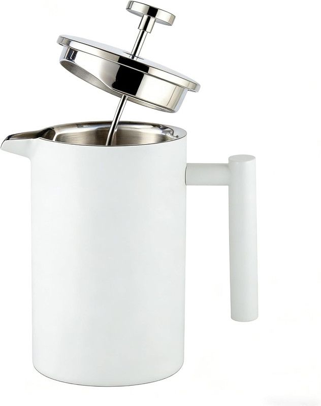 White French Press Coffee Maker 1000ml with Coffee Bean Can + Extra Filter Gift Set V498-FRENCHPRESS1000SETWH