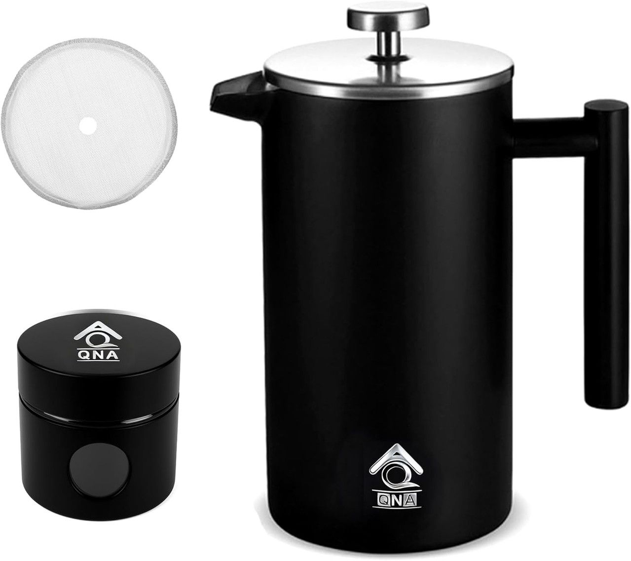 Black French Press Coffee Maker 350ml with Coffee Bean Can + Extra Filter Gift Set V498-FRENCHPRESS350SETBK