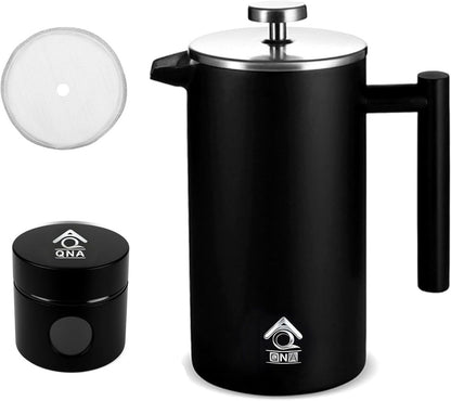 Black French Press Coffee Maker 350ml with Coffee Bean Can + Extra Filter Gift Set V498-FRENCHPRESS350SETBK