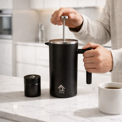 Black French Press Coffee Maker 350ml with Coffee Bean Can + Extra Filter Gift Set V498-FRENCHPRESS350SETBK