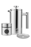 Silver French Press Coffee Maker 350ml with Coffee Bean Can + Extra Filter Gift Set