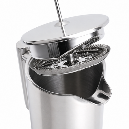 Silver French Press Coffee Maker 350ml with Coffee Bean Can + Extra Filter Gift Set V498-FRENCHPRESS350SETSL