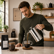 Silver French Press Coffee Maker 350ml with Coffee Bean Can + Extra Filter Gift Set