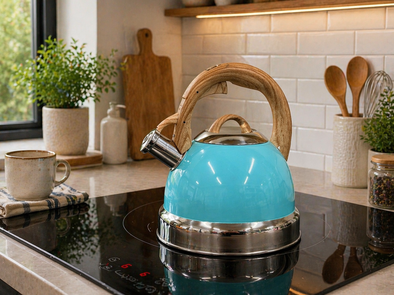 2.9L Whistling Kettle Stainless Steel Foldable Handle Camping Home Office Blue V498-KETTLEBLUE