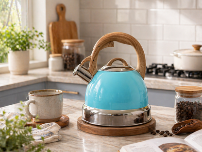 2.9L Whistling Kettle Stainless Steel Foldable Handle Camping Home Office Blue V498-KETTLEBLUE