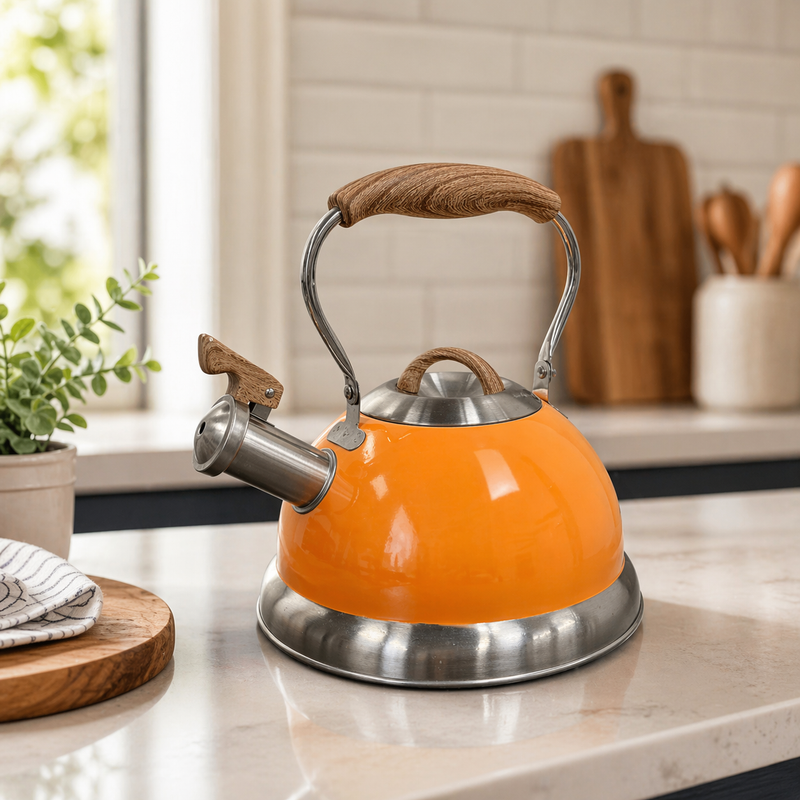 2.8L Whistling Kettle Stainless Steel Foldable Handle Orange V498-KETTLEORANGE