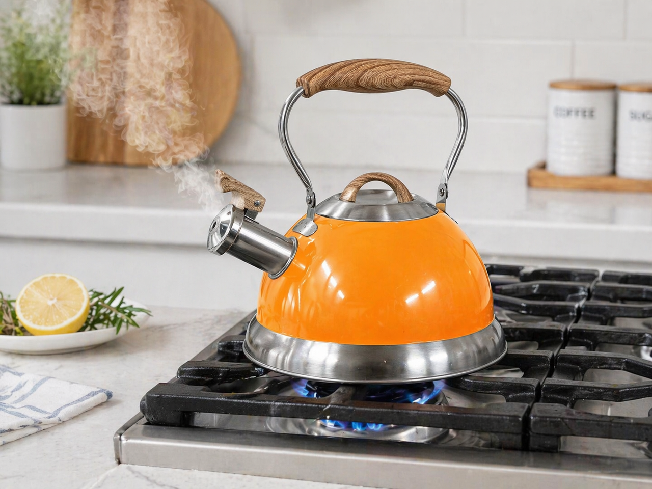 2.8L Whistling Kettle Stainless Steel Foldable Handle Orange V498-KETTLEORANGE