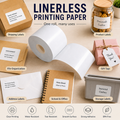6 Rolls Linerless Printing Label Paper 80 mm x 52 m for Takeaway Shop Restaurant V498-LINELESS PAPER