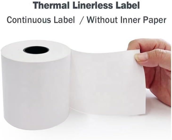 6 Rolls Linerless Printing Label Paper 80 mm x 52 m for Takeaway Shop Restaurant V498-LINELESS PAPER