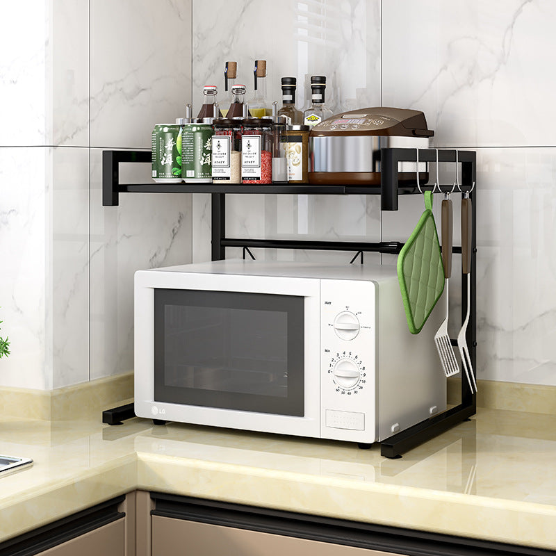 Adjustable Microwave Oven Storage Shelf Black V498-MICROWAVESHELF-BK