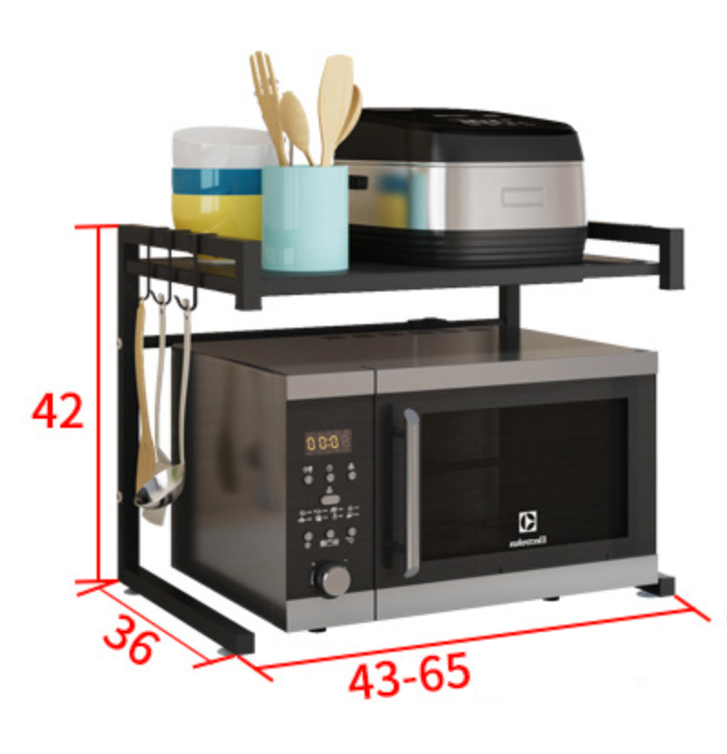 Adjustable Microwave Oven Storage Shelf Black V498-MICROWAVESHELF-BK