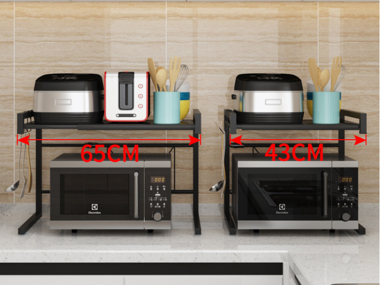 Adjustable Microwave Oven Storage Shelf Black V498-MICROWAVESHELF-BK