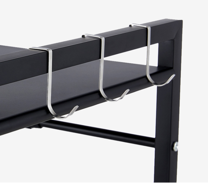 Adjustable Microwave Oven Storage Shelf Black V498-MICROWAVESHELF-BK