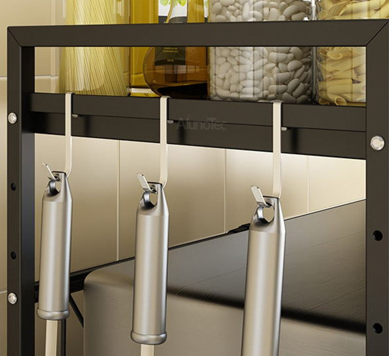 Adjustable Width & Height Microwave Shelf Black V498-MICROWAVESHELFBK
