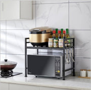 Adjustable Width & Height Microwave Shelf Black V498-MICROWAVESHELFBK