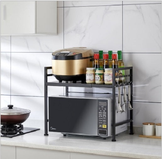 Adjustable Width & Height Microwave Shelf Black V498-MICROWAVESHELFBK