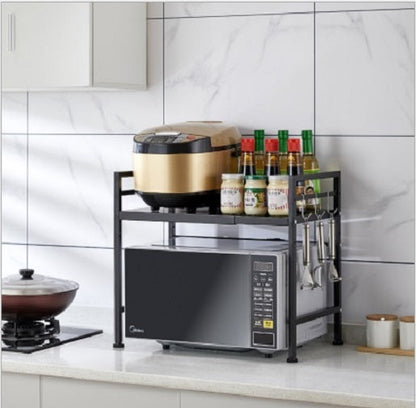 Adjustable Width & Height Microwave Shelf Black V498-MICROWAVESHELFBK