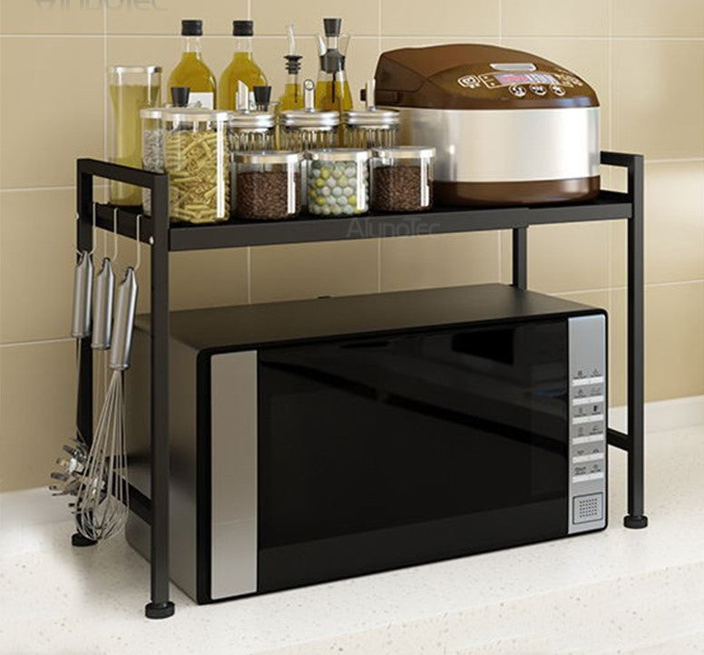 Adjustable Width & Height Microwave Shelf Black V498-MICROWAVESHELFBK