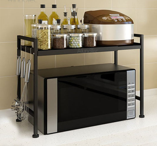 Adjustable Width & Height Microwave Shelf Black V498-MICROWAVESHELFBK