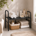 Extendable Storage Rack Under Sink Shelf Kitchen Organizer black V498-SINKRACK