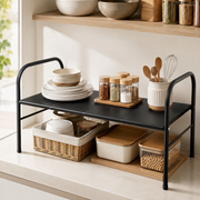 Extendable Storage Rack Under Sink Shelf Kitchen Organizer black V498-SINKRACK