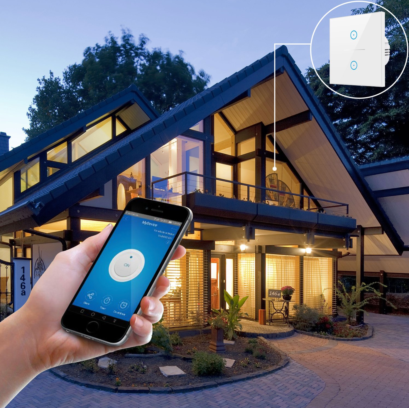 Smart WIFI Switch for Lights LED Touch Panel 1 Gang V498-WIFISWITCH-1