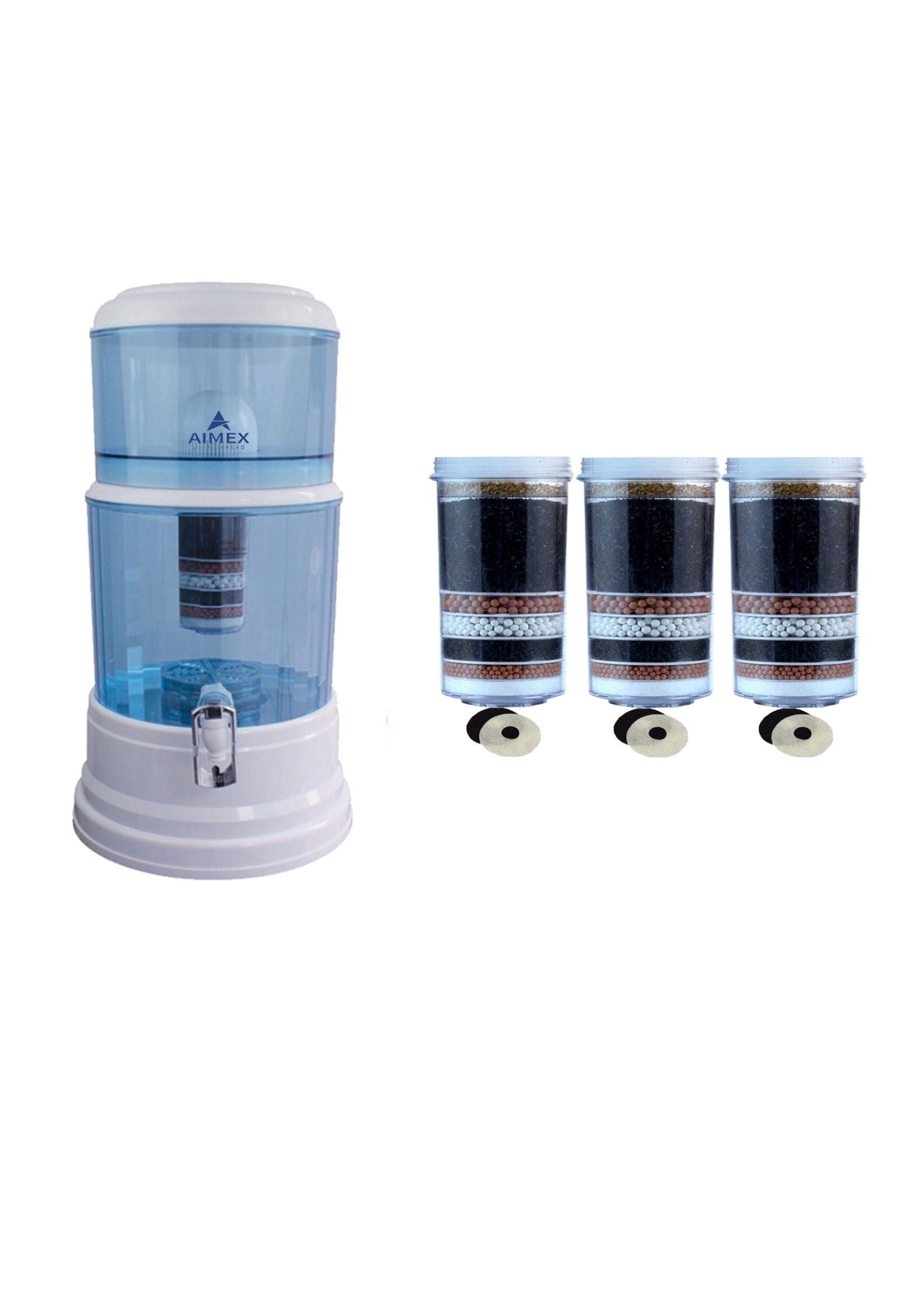 Aimex 20 Litre Water Purifier + 3 X 8 Stage Filter + Maifan Stones V502-A20LMNPWEB