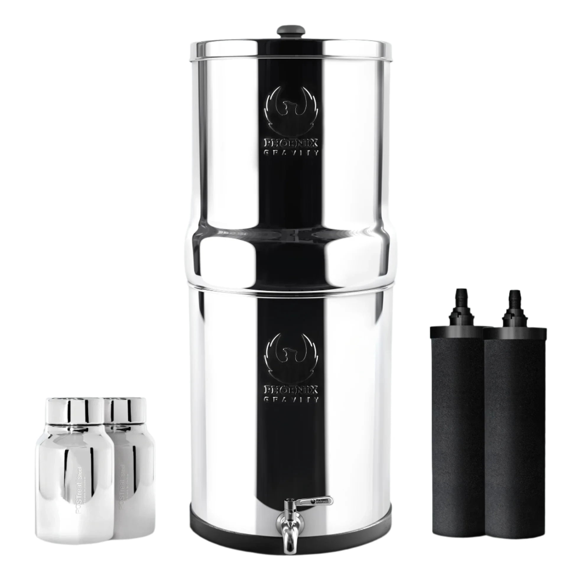 Phoenix 8L Stainless Steel Gravity Water Filter + POSTreat Fluoride cartridges V502-P17C2F2SSVTWSD3
