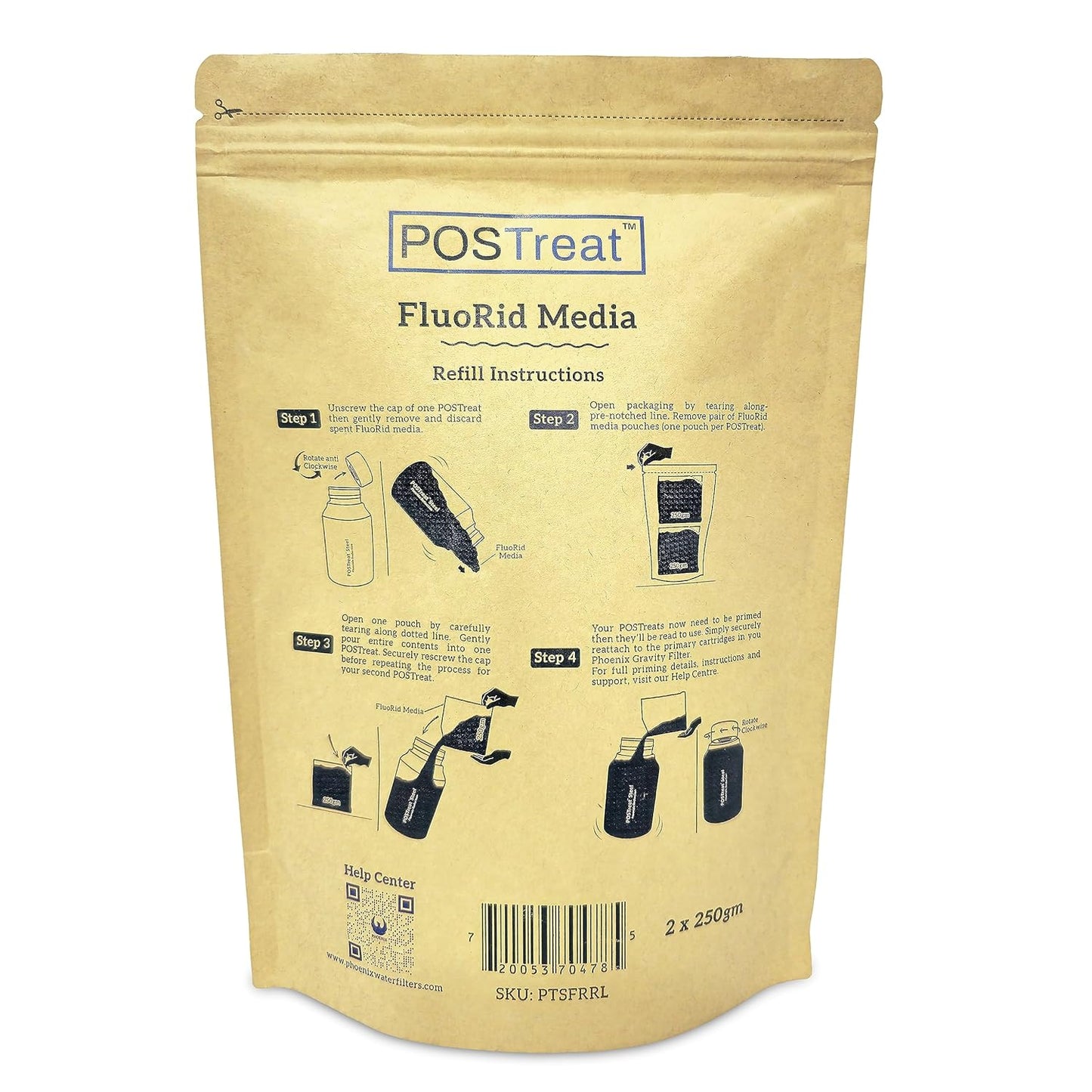POSTreat FluoRid Media Refill -Fluoride Filter Media-Phoenix Gravity V502-PTSFRRL