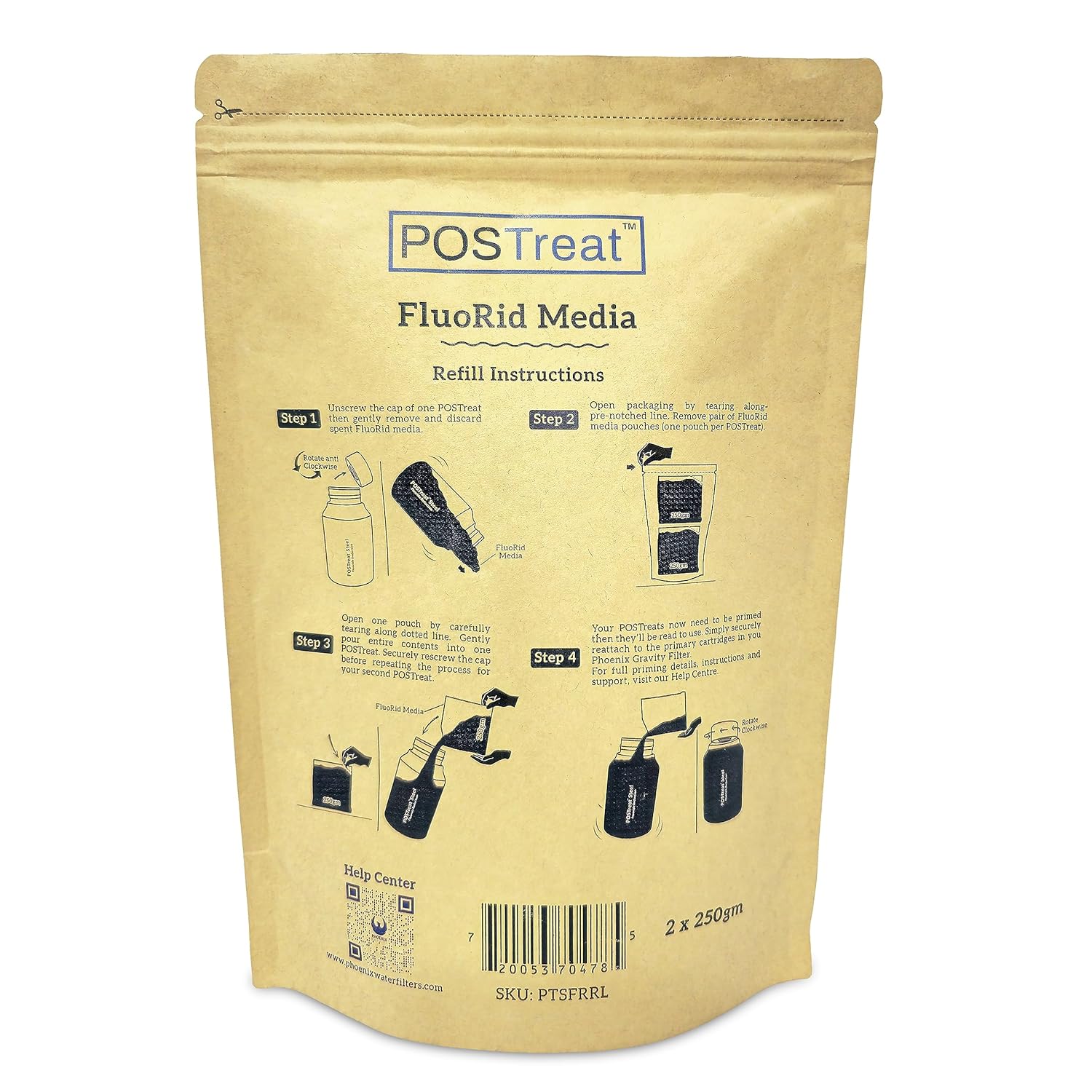 POSTreat FluoRid Media Refill -Fluoride Filter Media-Phoenix Gravity V502-PTSFRRL