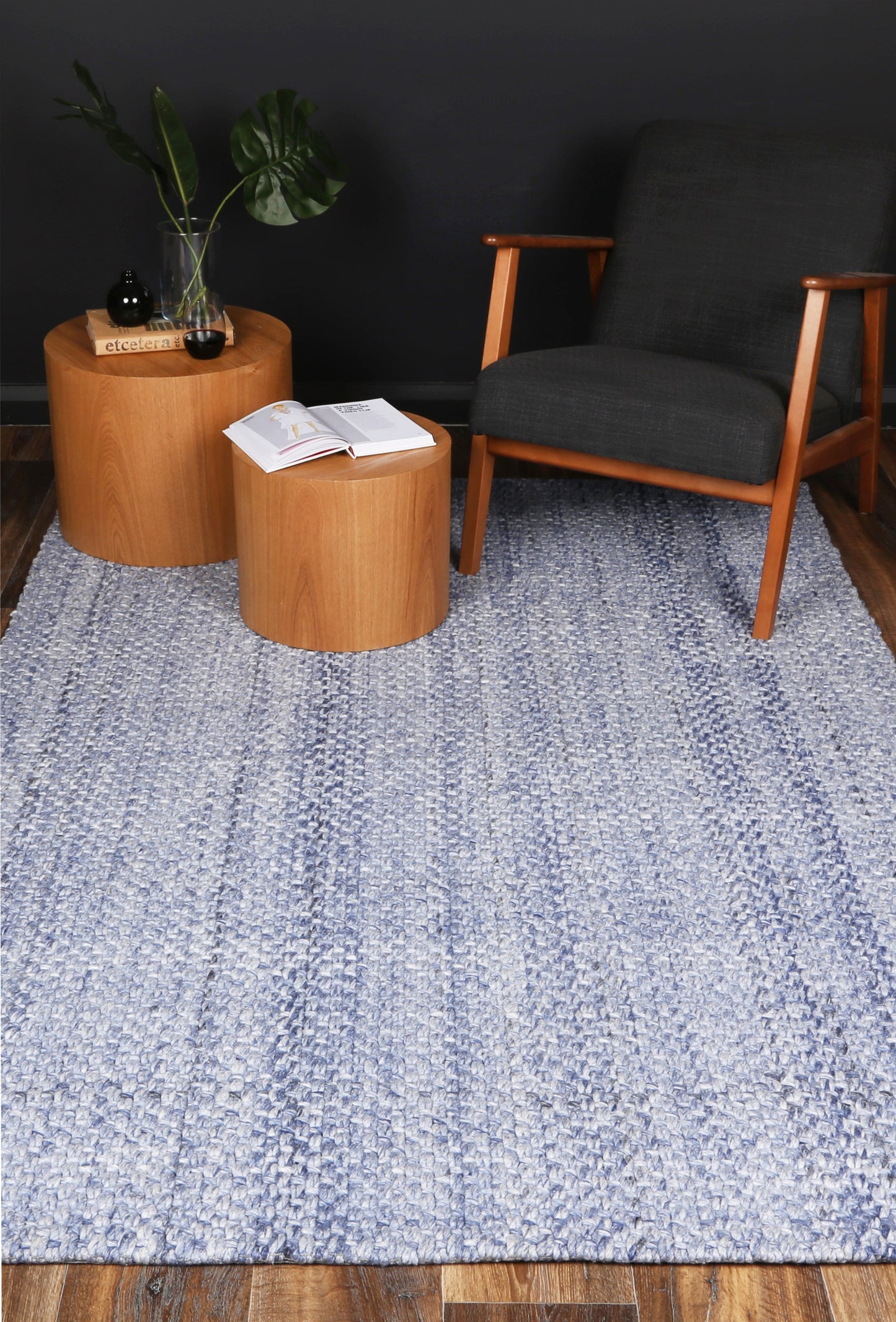 Harlow Chignon Blue Wool Blend Rug 160x230 V516-HARL160CHIGBLUE
