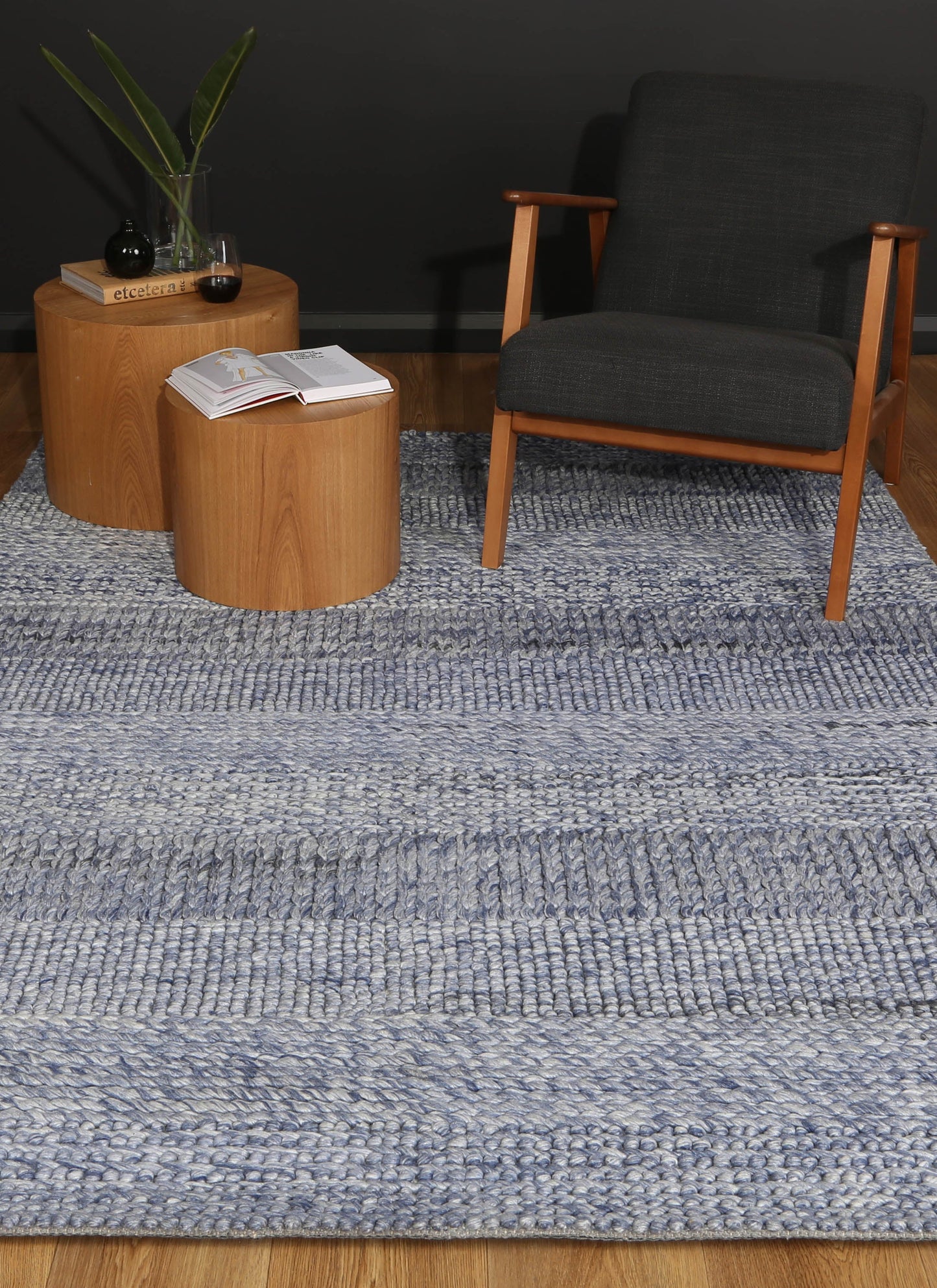 Harlow Grace Blue Wool Blend Rug 160x230 V516-HARL160GRACBLUE