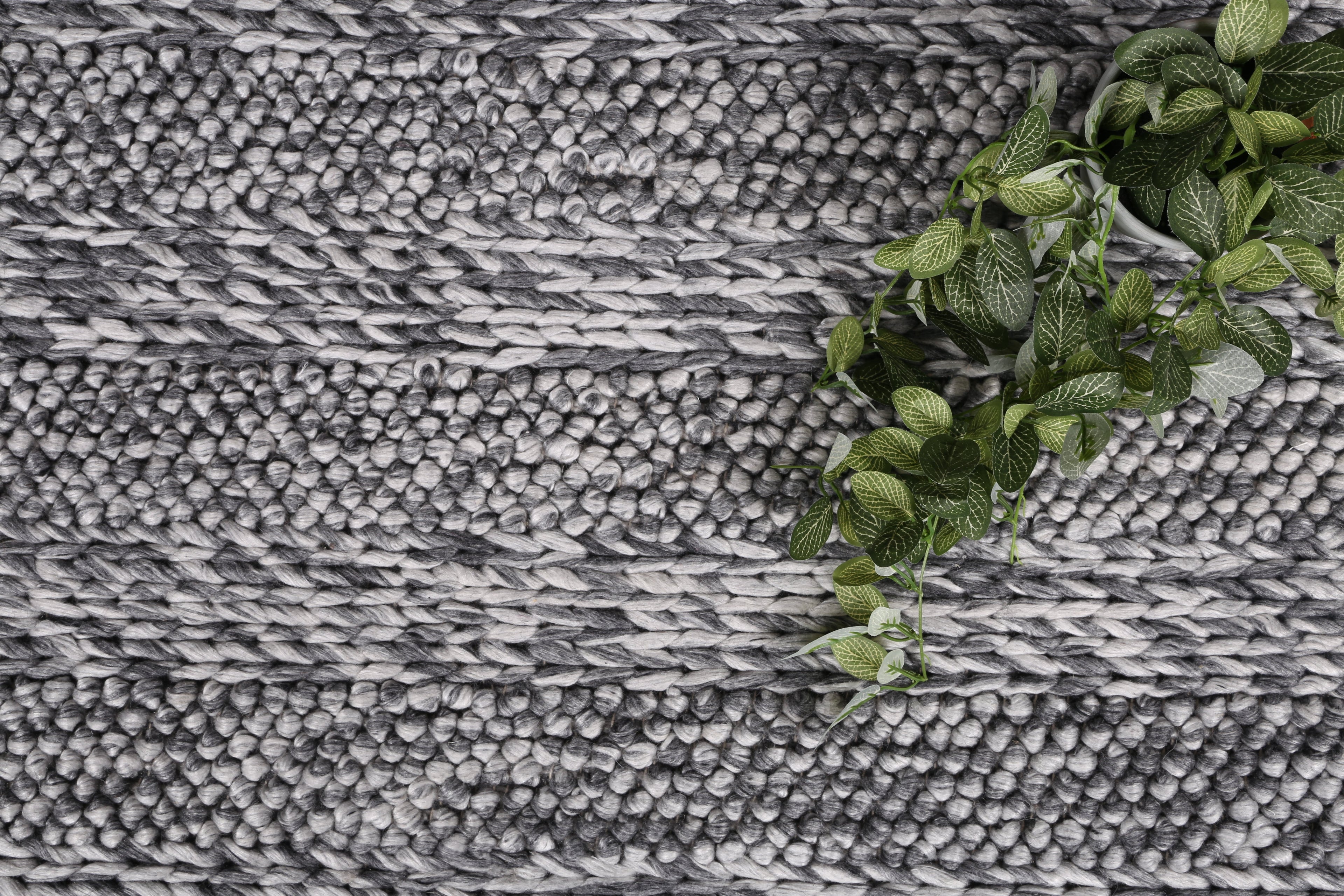 Harlow Ringlets Charcoal Wool Blend Rug 160x230 V516-HARL160RINGCHAR