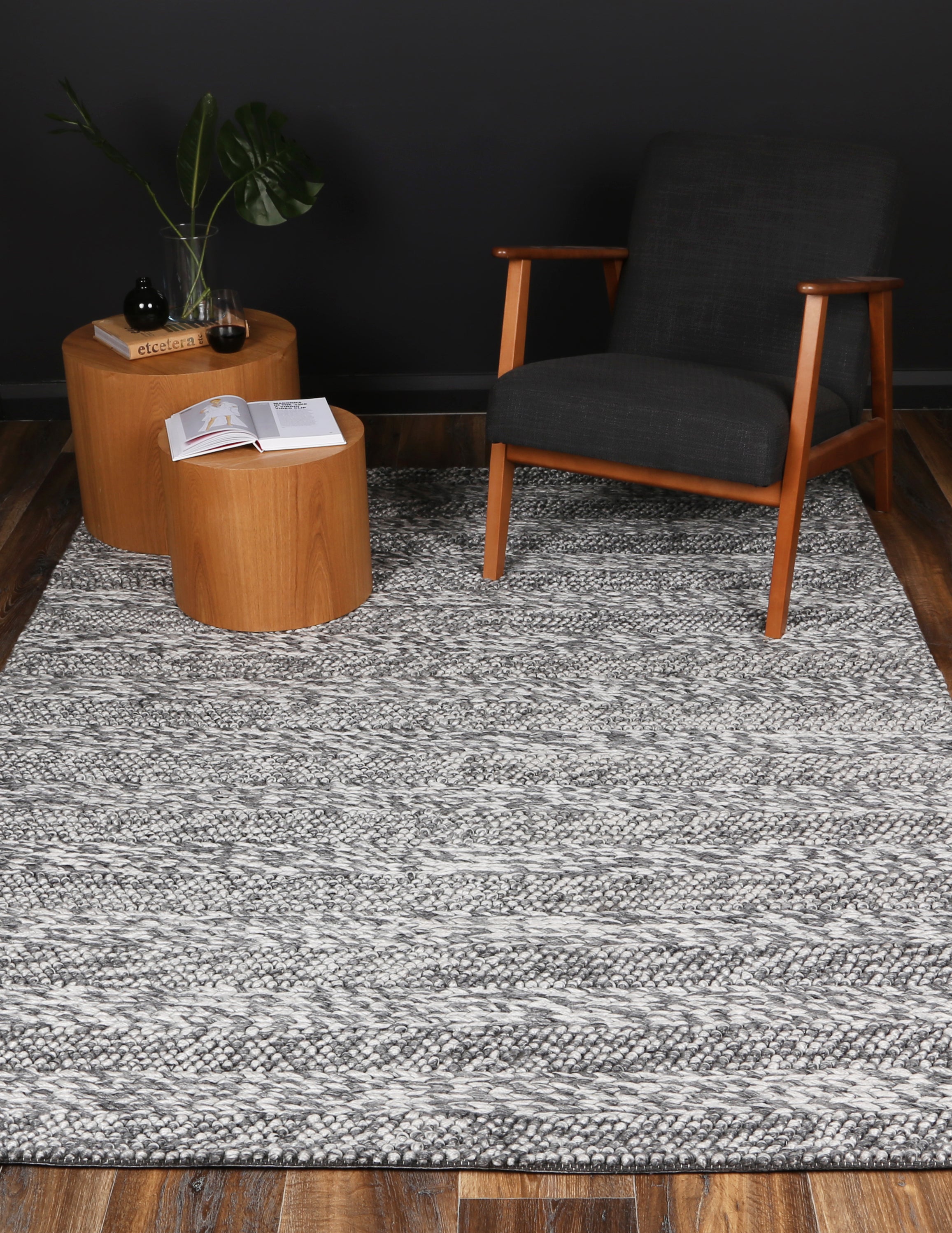 Harlow Ringlets Charcoal Wool Blend Rug 160x230 V516-HARL160RINGCHAR