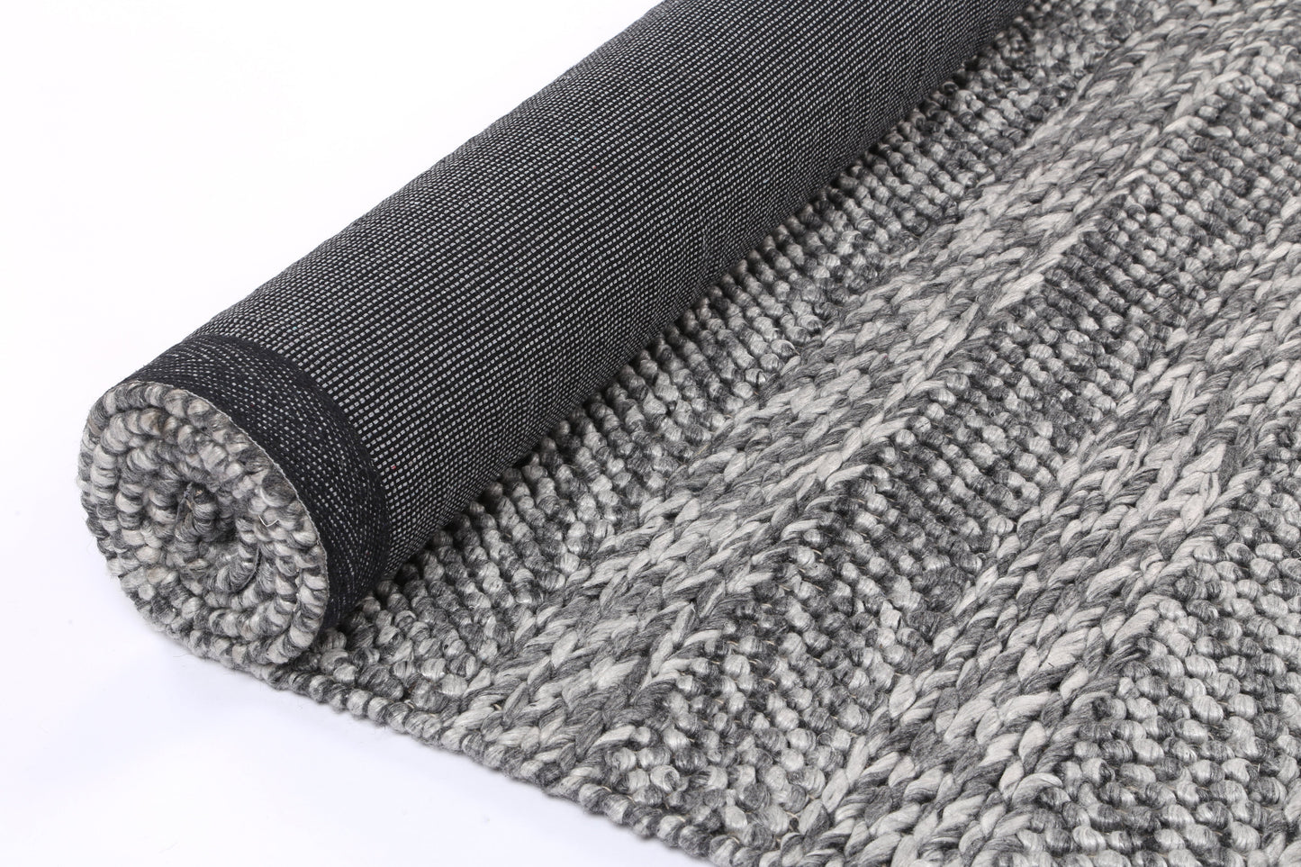 Harlow Ringlets Charcoal Wool Blend Rug 160x230 V516-HARL160RINGCHAR