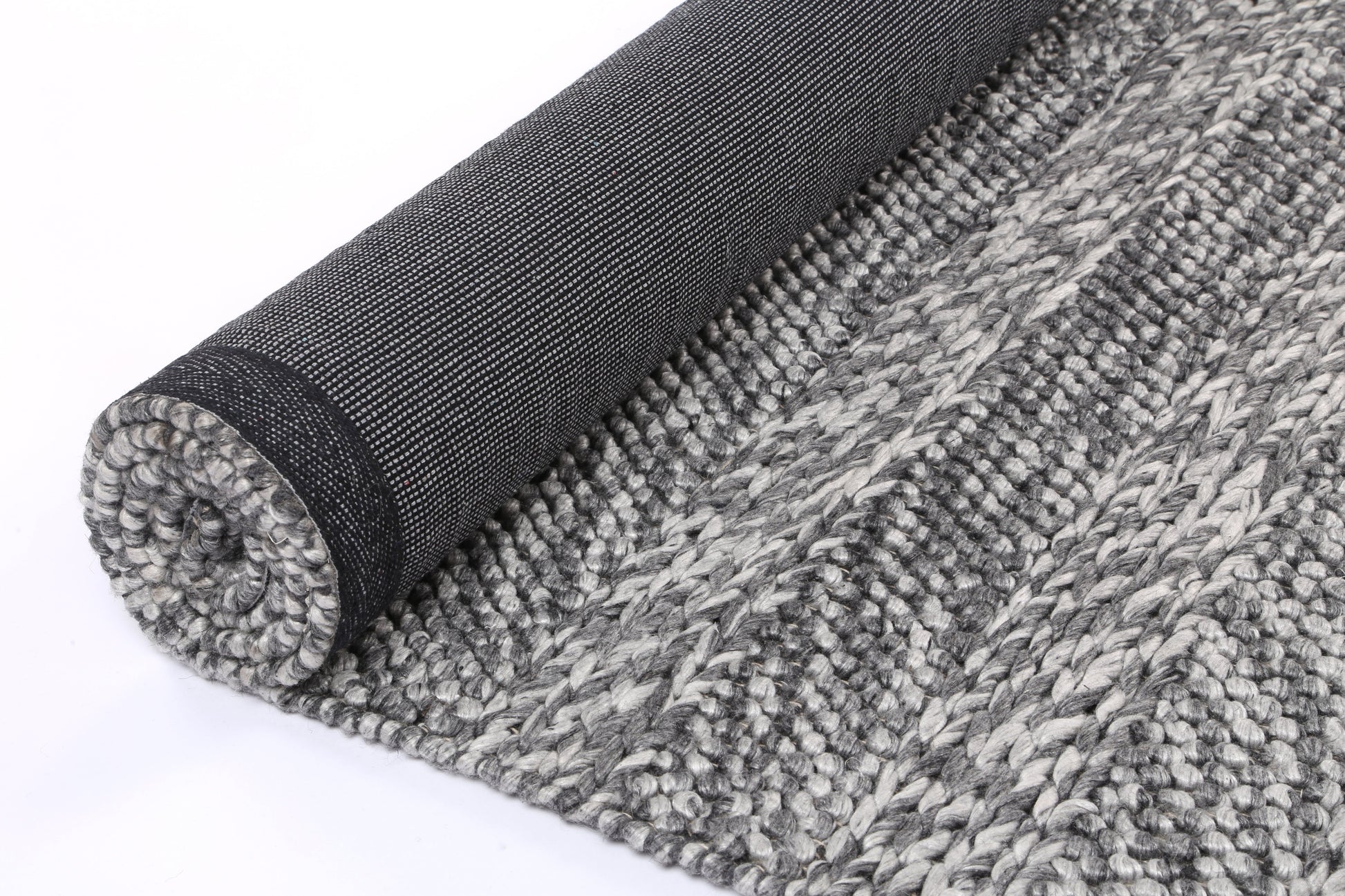 Harlow Ringlets Charcoal Wool Blend Rug 160x230 V516-HARL160RINGCHAR