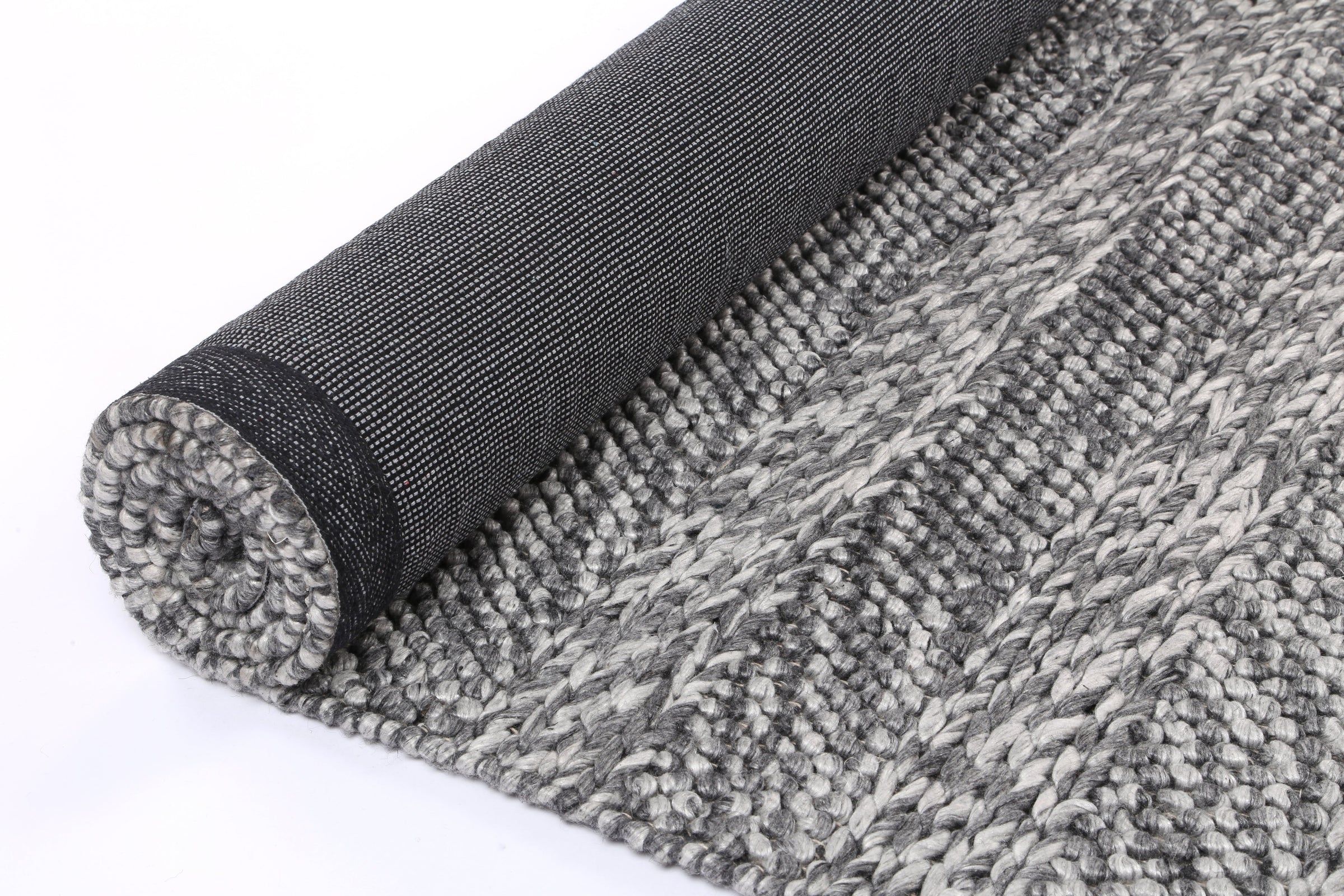 Harlow Ringlets Charcoal Wool Blend Rug 160x230 V516-HARL160RINGCHAR