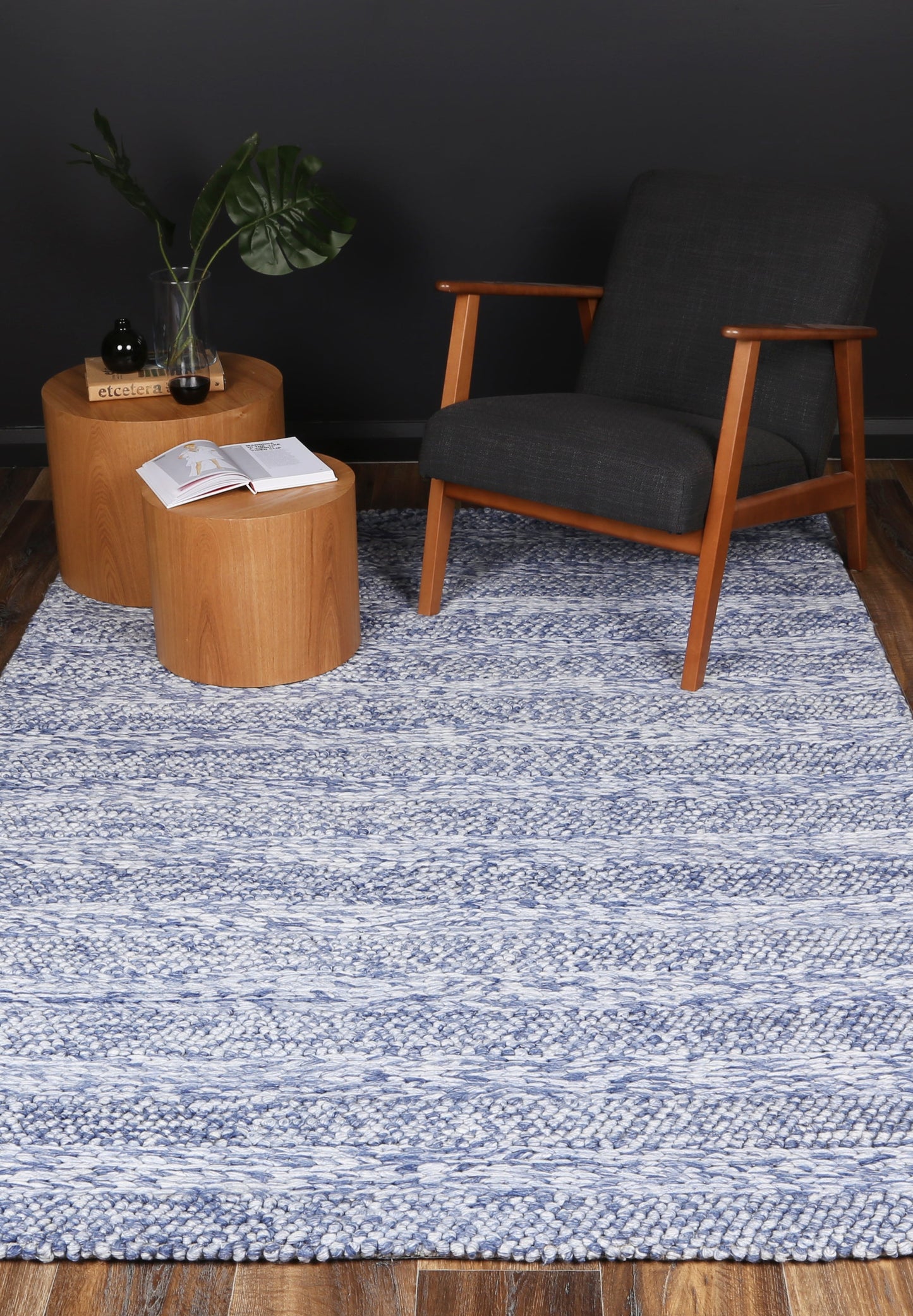 Harlow Ringlets Blue Wool Blend Rug 200x290 V516-HARL200RINGBLUE