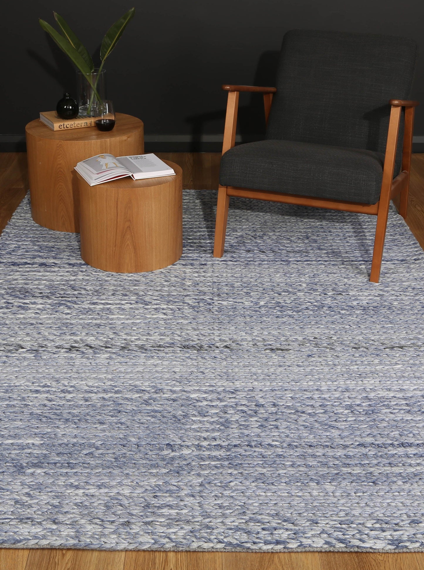 Harlow Cue Blue Wool Blend Rug 240x330 V516-HARL240CUEBLUE