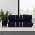 amor classic dobby stripe super soft premium cotton bath towel 2 pcs sailor blue V517-AMBT2-SB